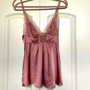 Victoria’s Secret Babydoll Lingerie Womens M lace satin Blush Y2K whimsigoth